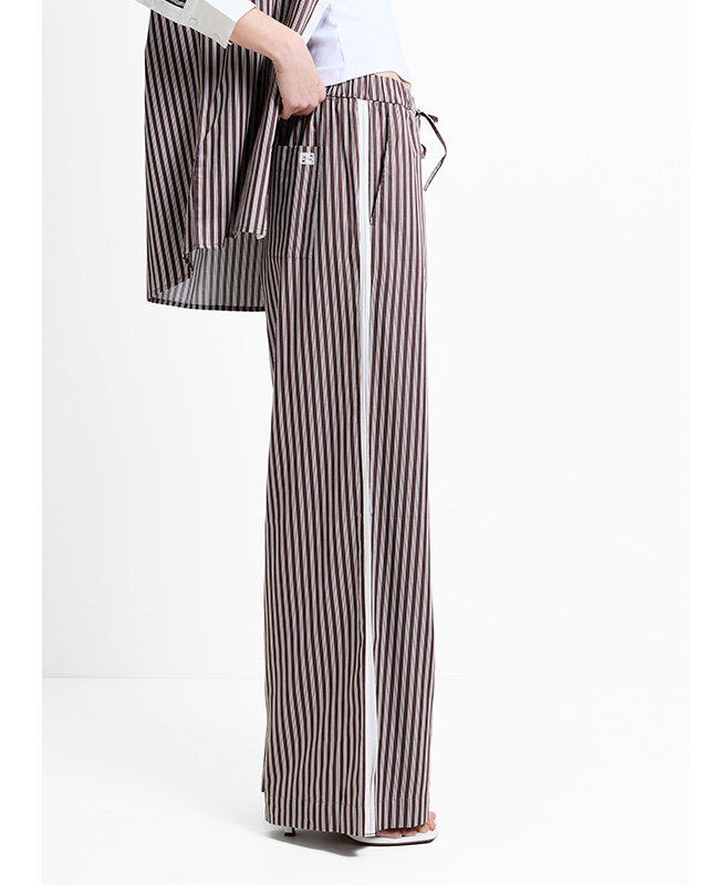 Alexis Cotton Brown Striped Wide Leg Trousers