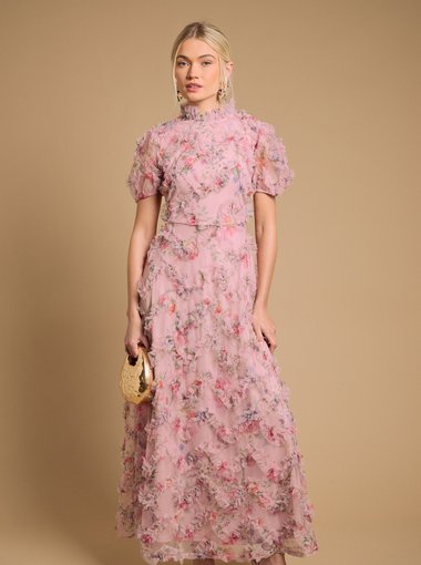 Printed Textured Maxi Dress
