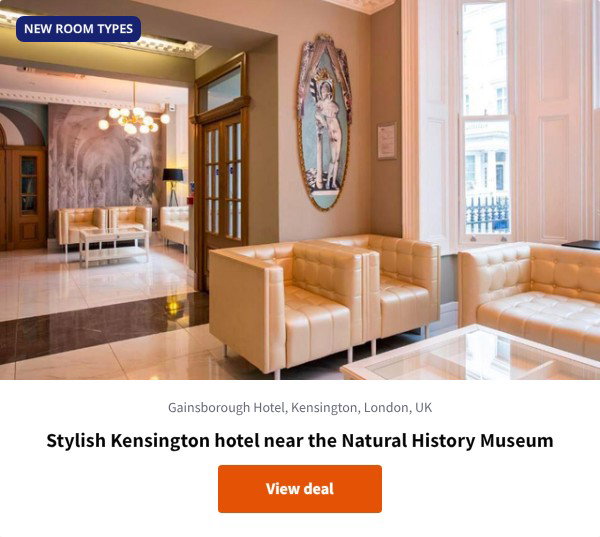 Stylish Kensington hotel near the Natural History Museum