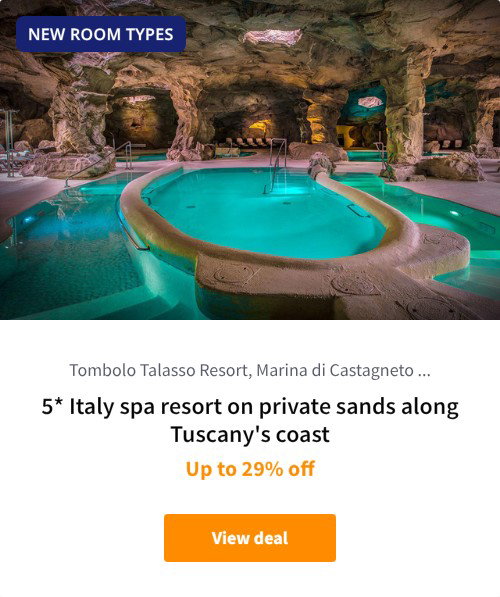 5* Italy spa resort on private sands along Tuscany's coast
