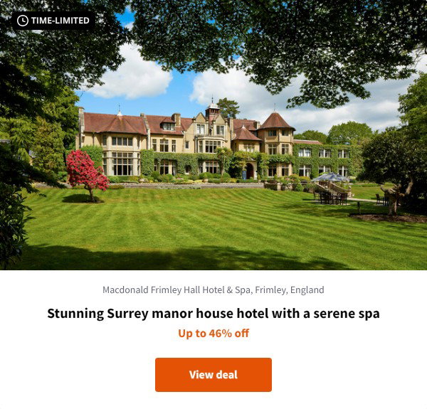 Stunning Surrey manor house hotel with a serene spa