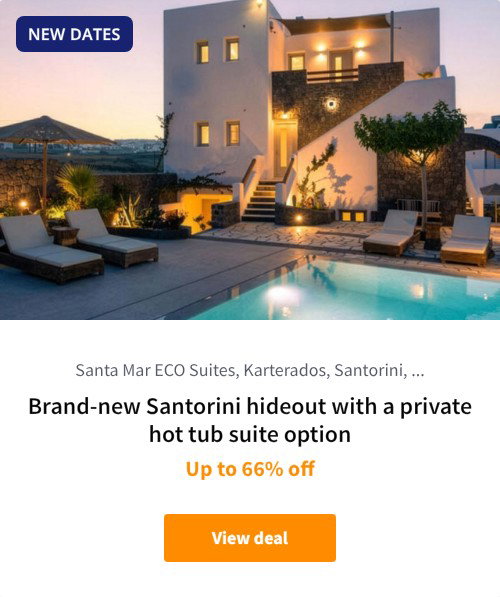 Brand-new Santorini hideout with a private hot tub suite option