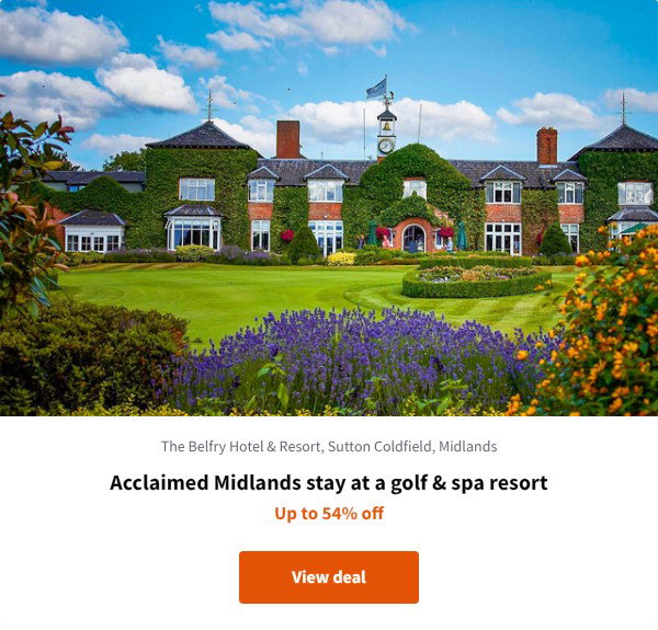Acclaimed Midlands stay at a golf & spa resort
