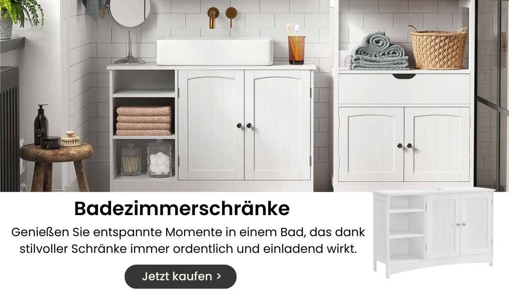 Badezimmerschränke Genießen Sie entspannte Momente in einem Bad, das dank stilvoller Schranke immer ordentlich und einladend wirkt.