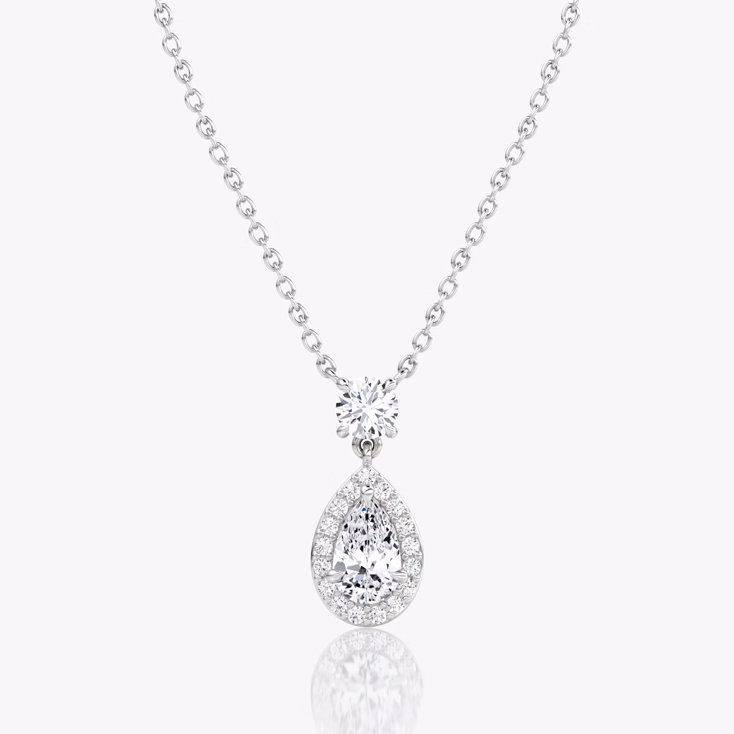 Signature Pear Drop Halo Necklace