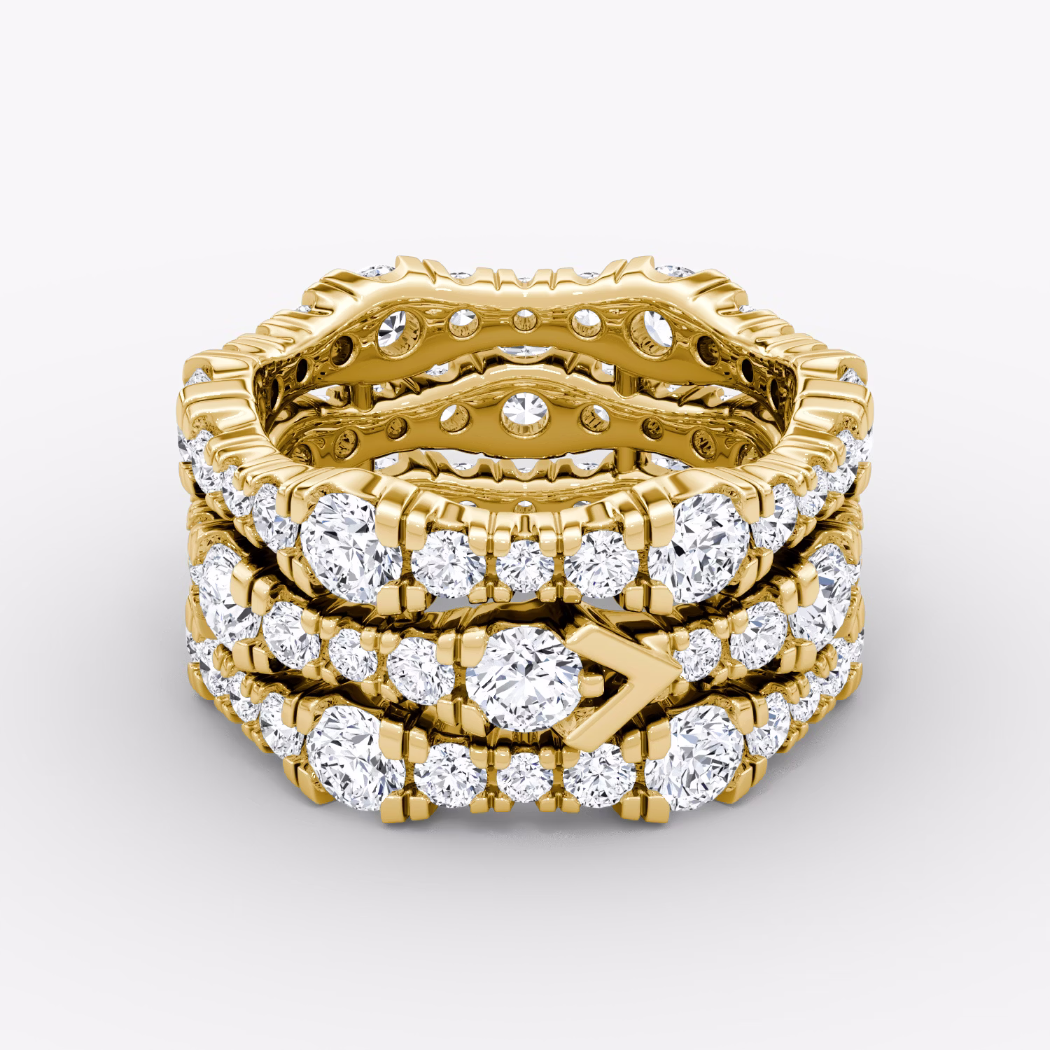 V Multi Row Pavé Ring