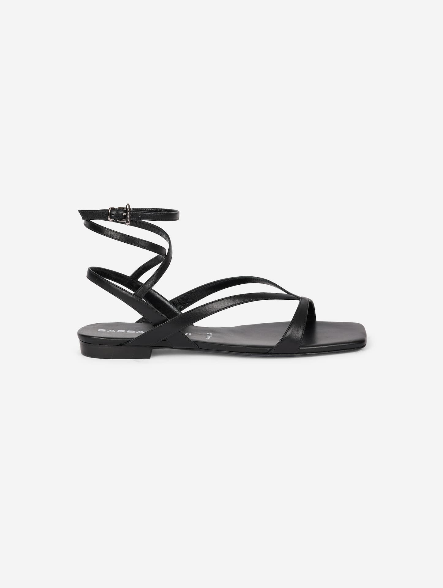 Sandales à fines brides en cuir noir