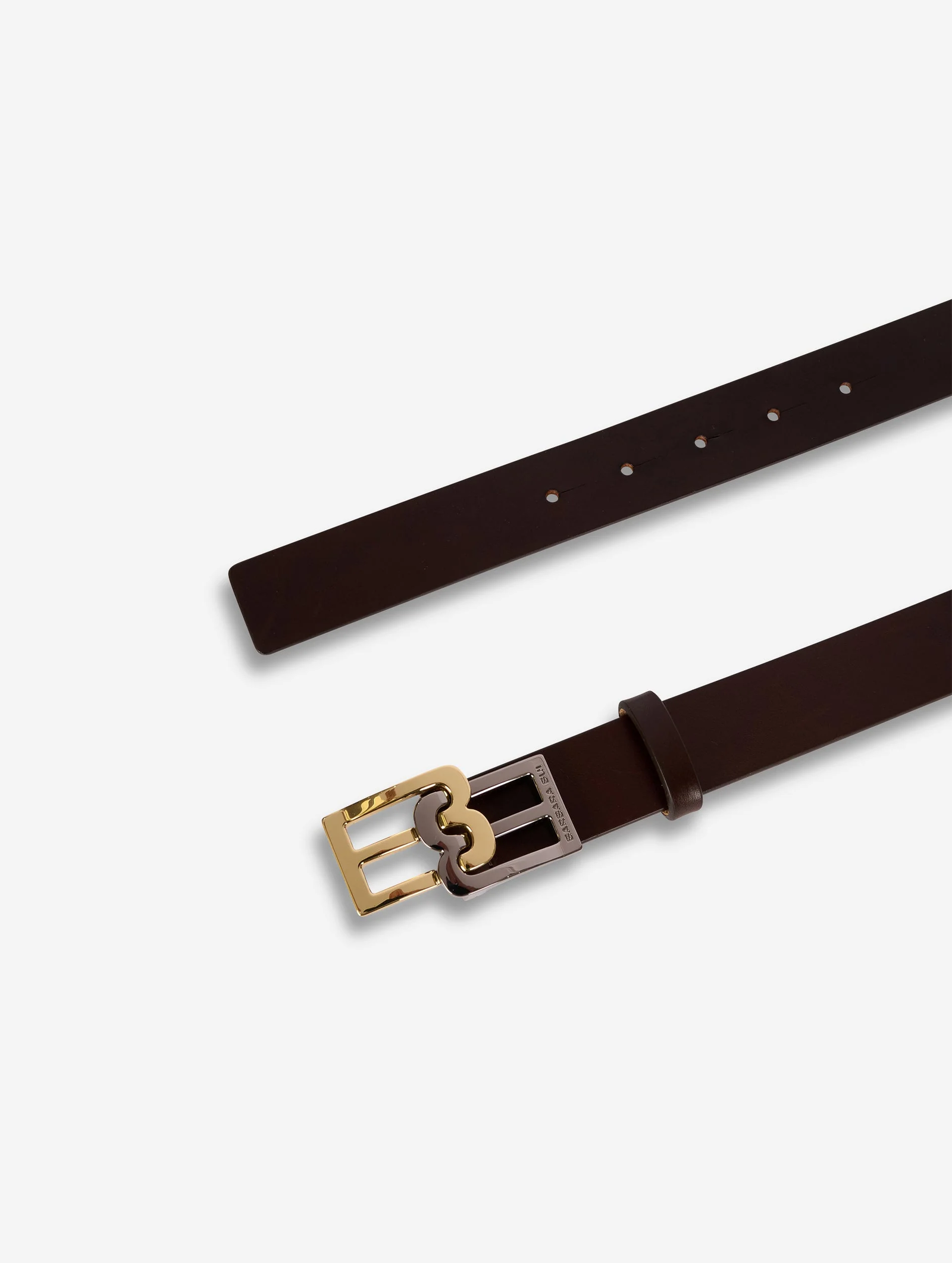 Ceinture logo en cuir café