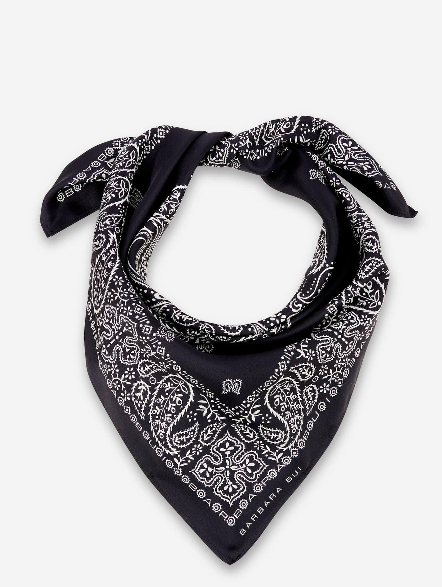 Carré en twill de soie imprimé bandana noir