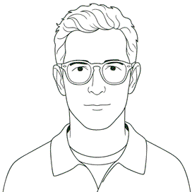Illustration of man turning head while wearing eyeglasses