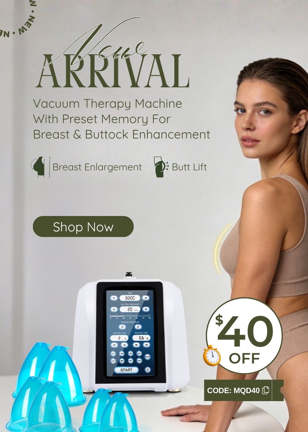 Vacuum Therapy Machine With Preset Memory For Breast & Buttock Enhancement