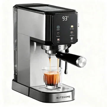 BlitzHome® CM5105 Semi-Automatic Espresso Coffee Machine 20Bar 1350W with Touchscreen Control Cup Warmer 1L Removable Water Tank