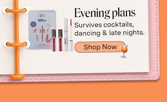 Evening plans: Survives cocktails, dancing and late nights! Shop our weightless wonder lip stain kits