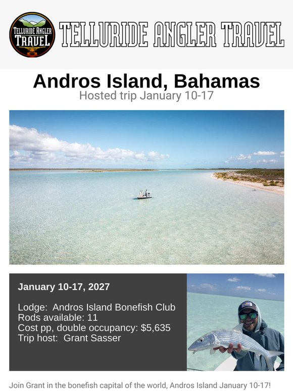 Fish Andros Island with Telluride Angler, January 10-17!