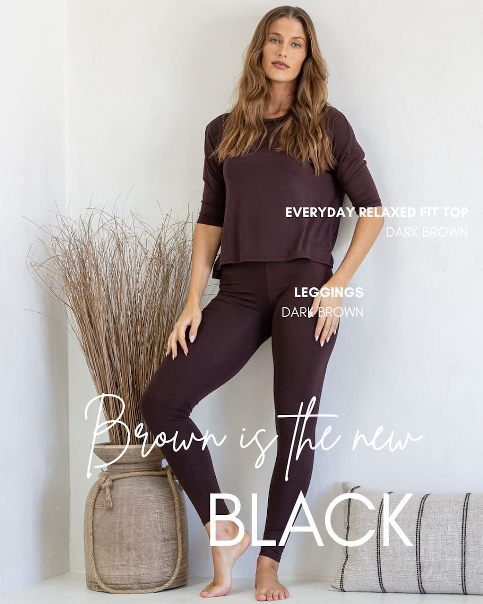 GIF of models wearing Karma East dark brown basics 