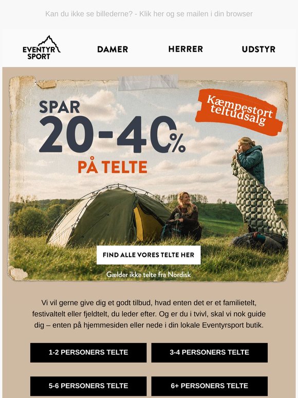 Spar 20-40% på telte ⛺️