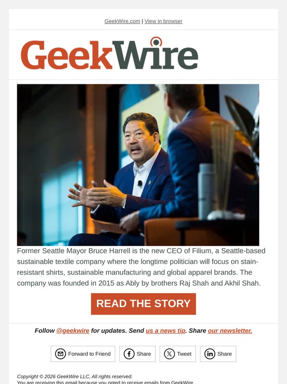 Former Seattle Mayor Bruce Harrell has a new gig — startup CEO