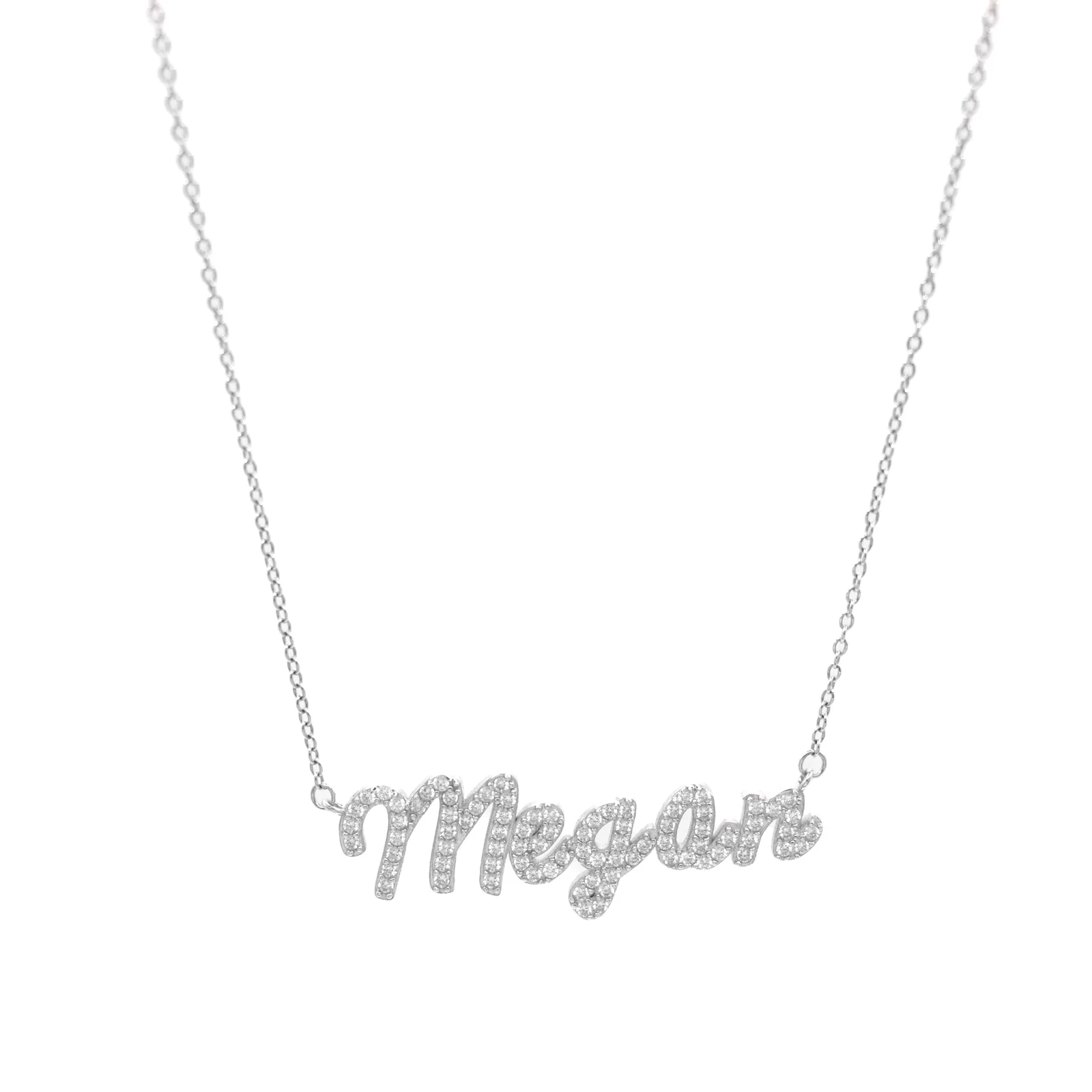 Image of Custom Crystal Script Nameplate Necklace