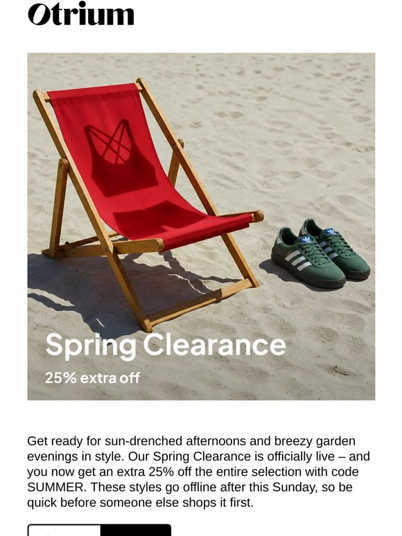 Spring Clearance: 25% extra off  ☀️