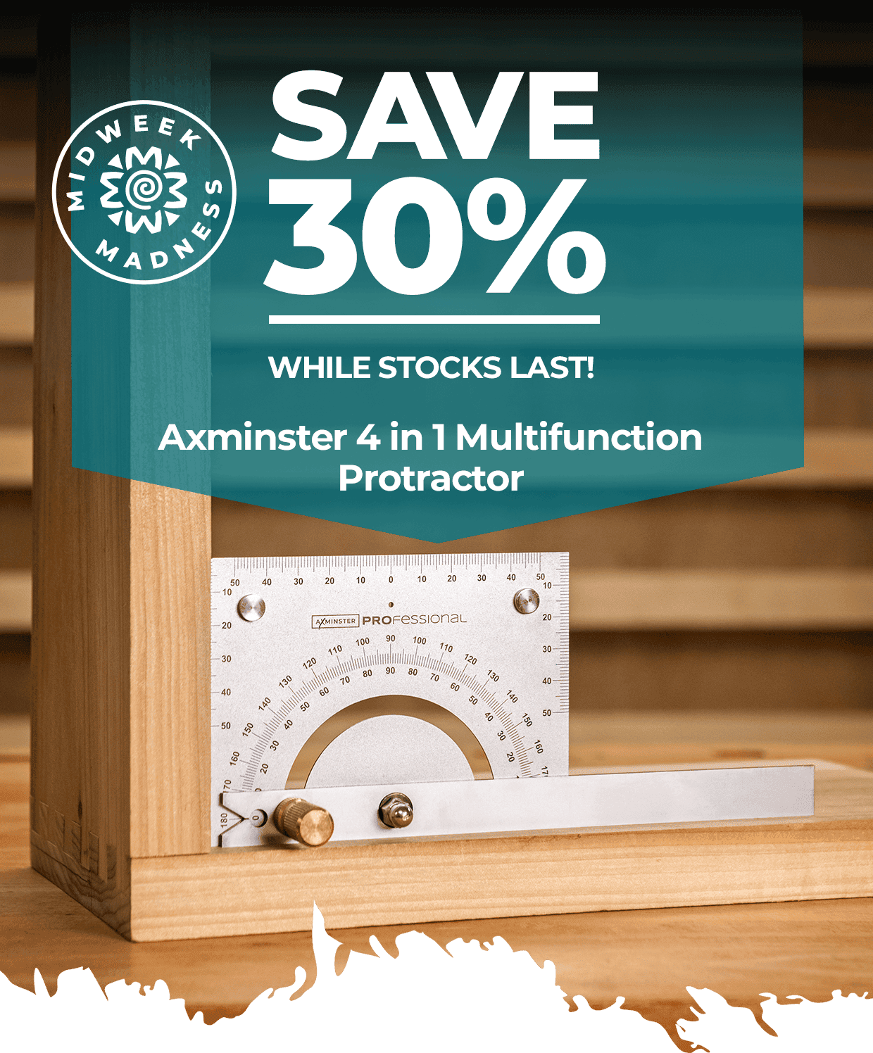 SAVE 30% - while stocks last! Axminster 4 in 1 Multifunction Protractor