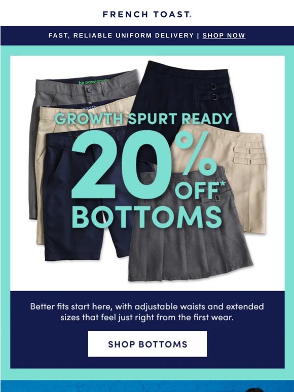 Hey, ’Parents’! 20% off bottoms ends soon ���