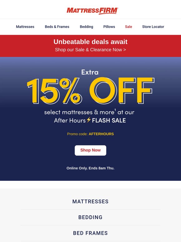 Get an extra 15% off select beds & more inside 📩
