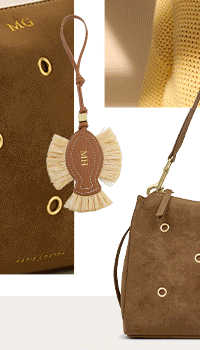 Raffia Fish Bag Charm in Cognac