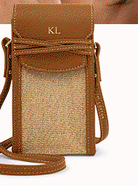 Porto Raffia Phone Bag in Cognac