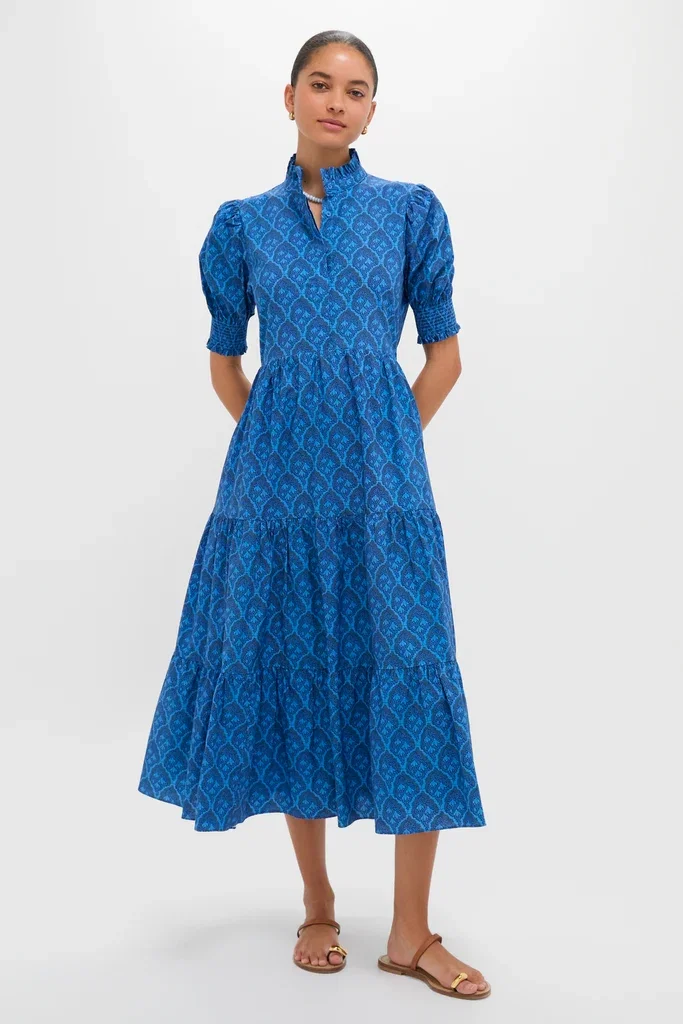 Image of Navy & Cerulean Floral Bennett Maxi Dress
