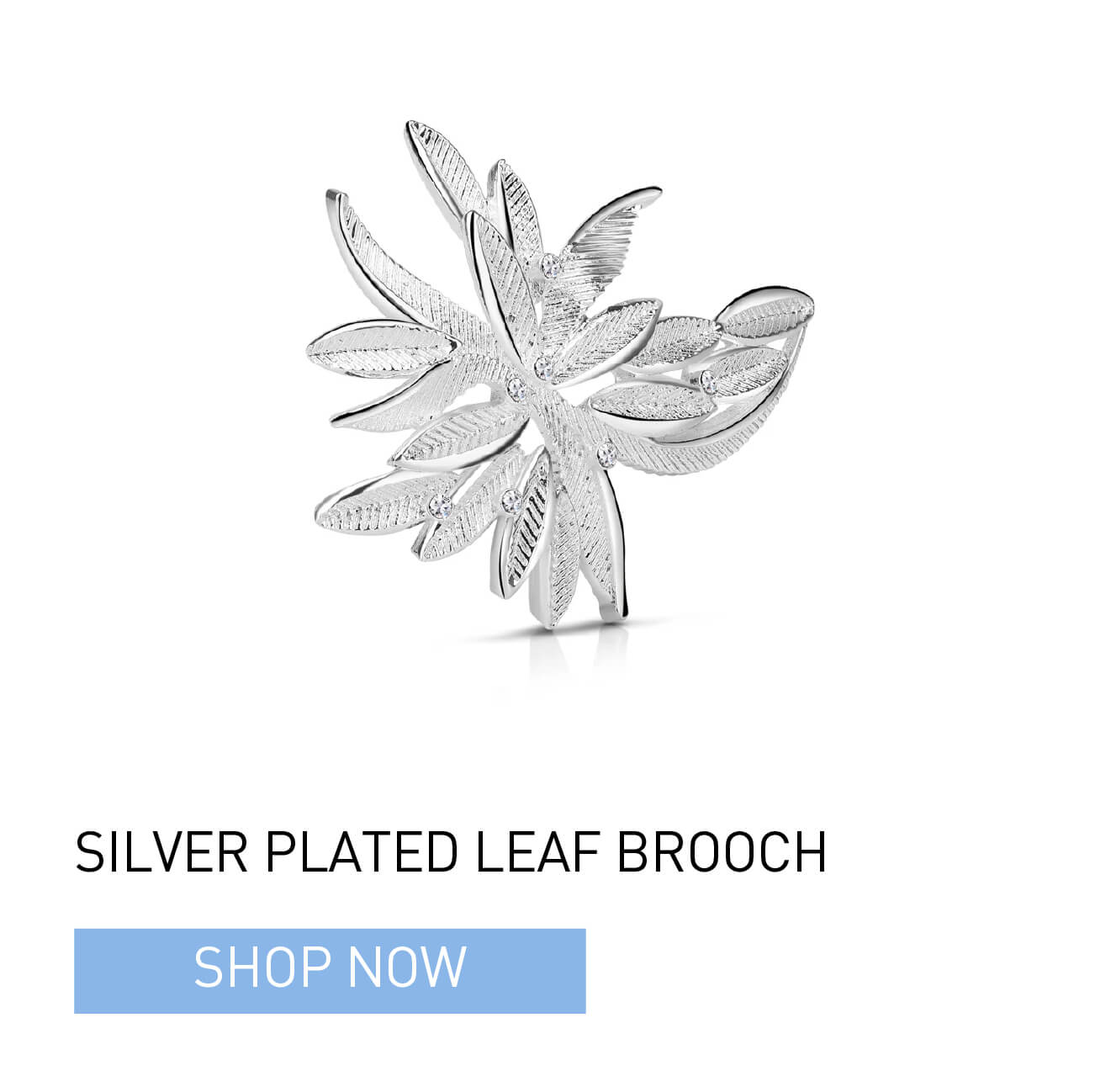 Silver Plated Leaf Brooch