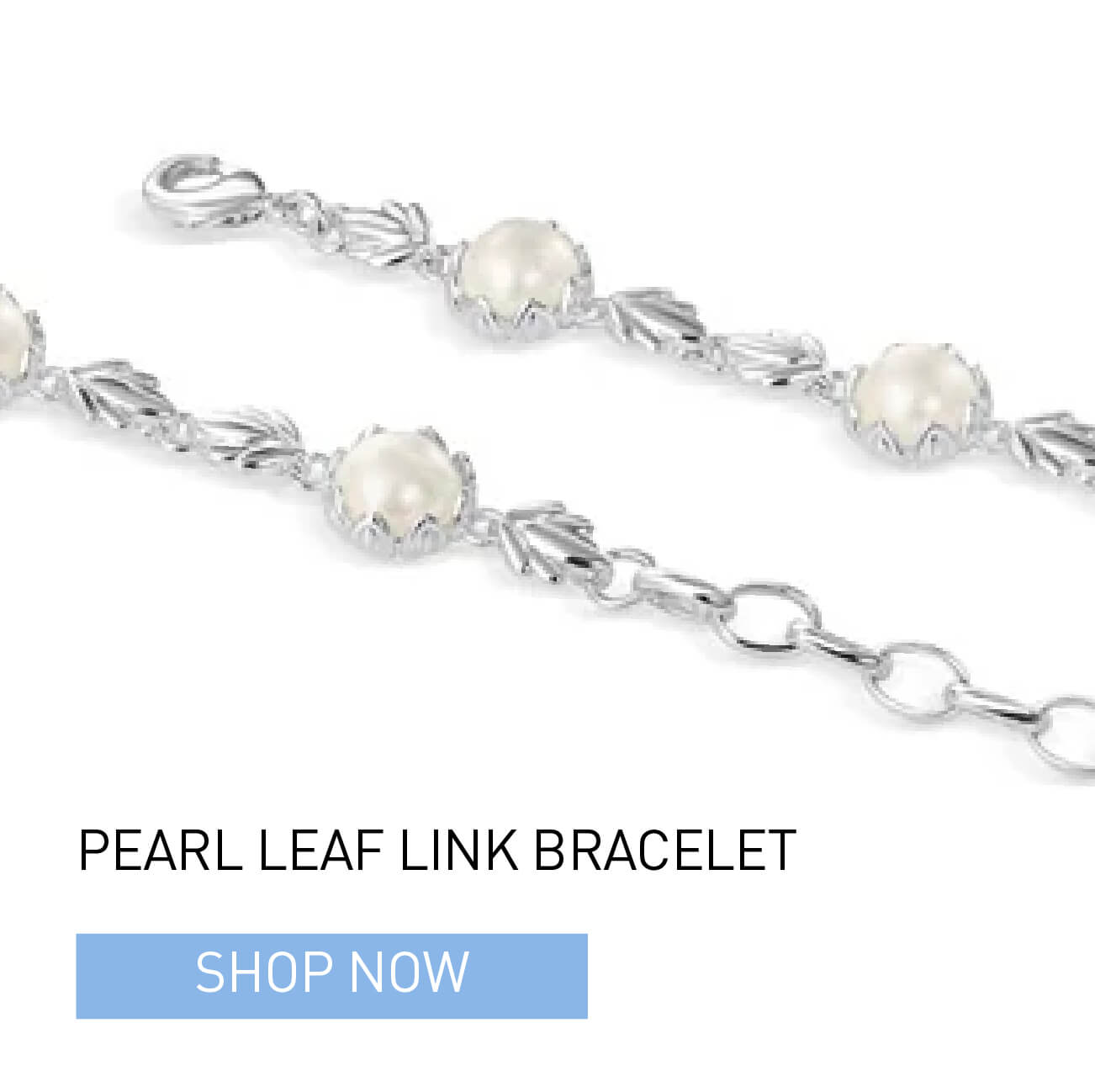 Pearl Leaf Link Bracelet