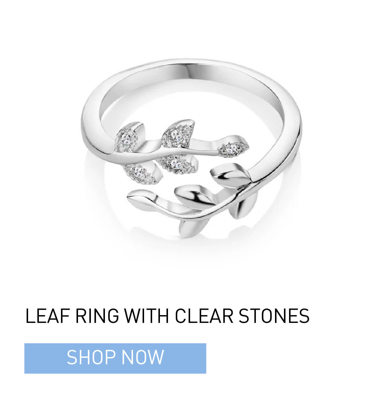 Leaf Ring with Clear Stones