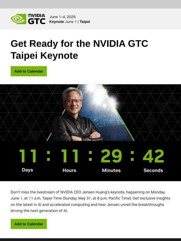 Catch the NVIDIA GTC Taipei 2026 keynote livestream
