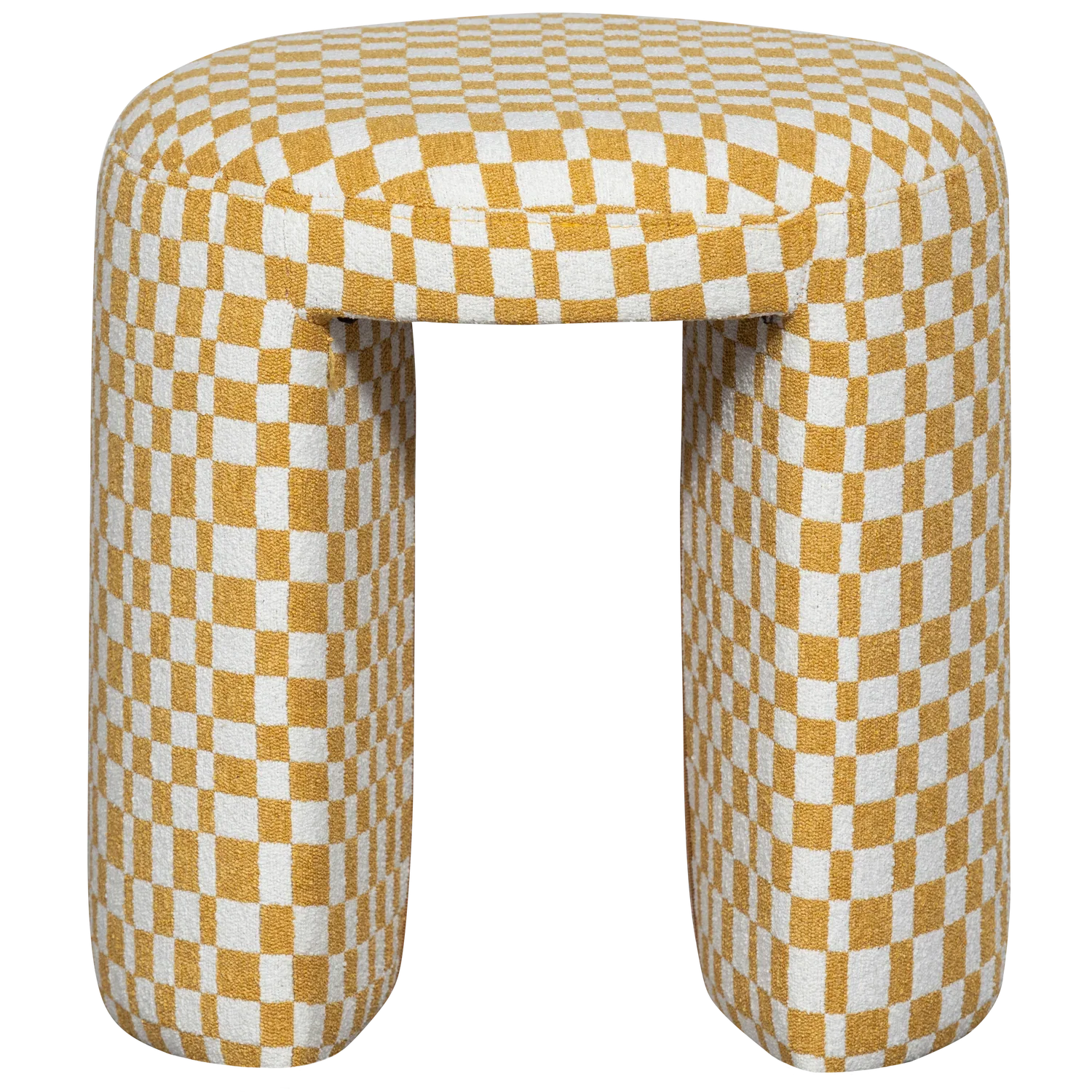 Image of WOOOD kruk Charlie - Polyester - Ruitjes - Geel