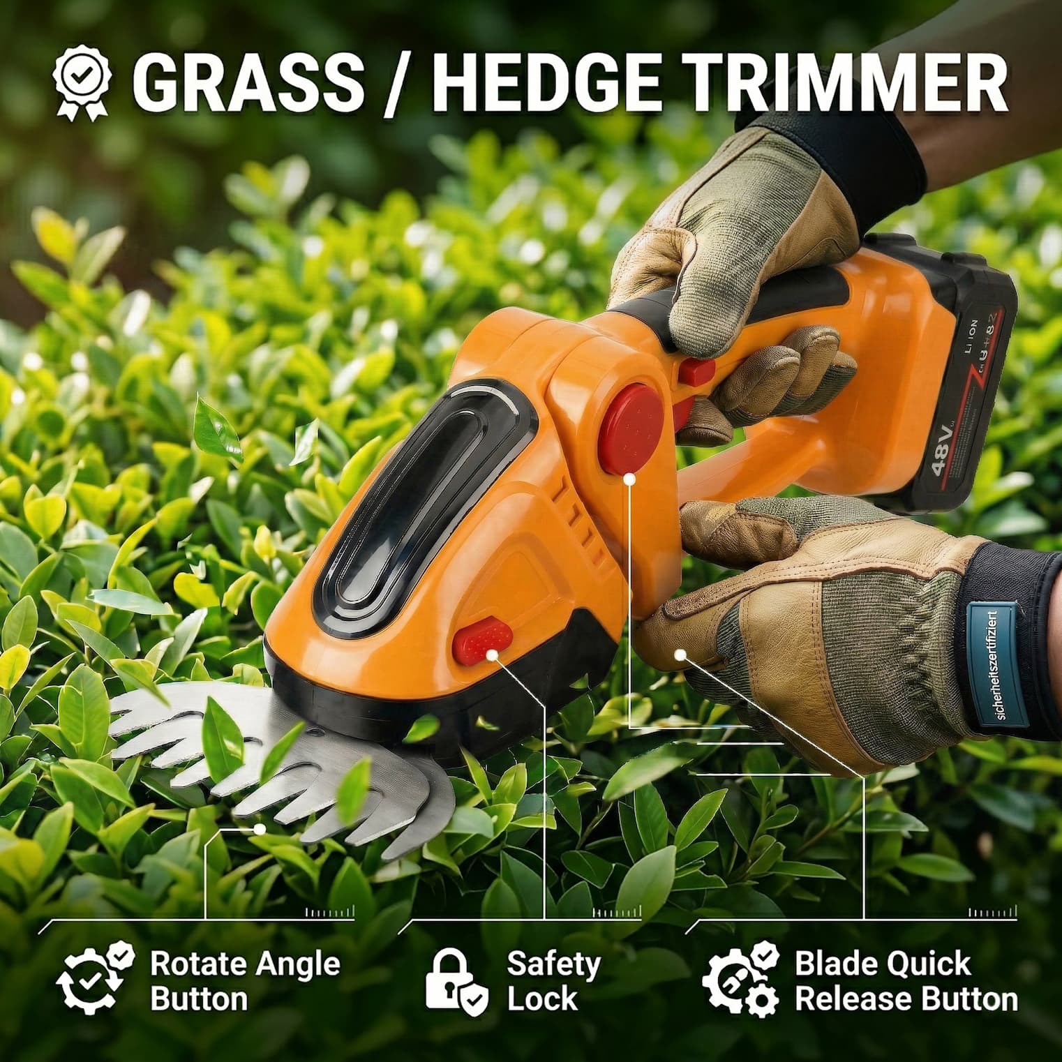 Cordless High-Power Grass Shear 390W Electric Shrub Trimmer