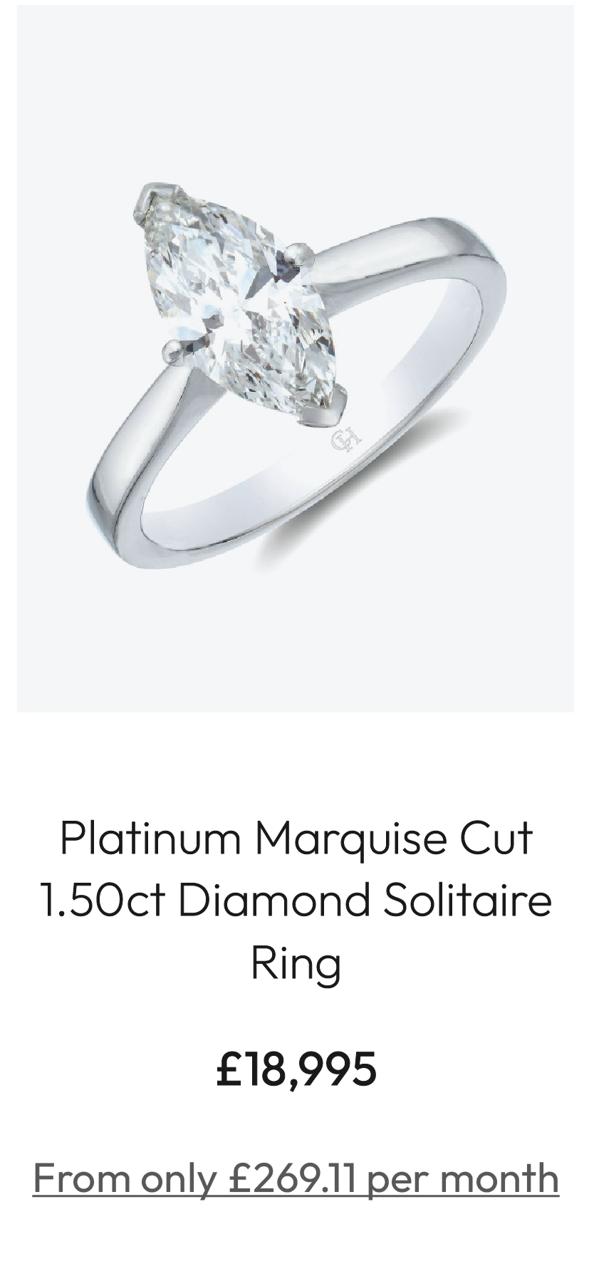 Platinum Marquise Cut 1.50ct Diamond Solitaire Ring