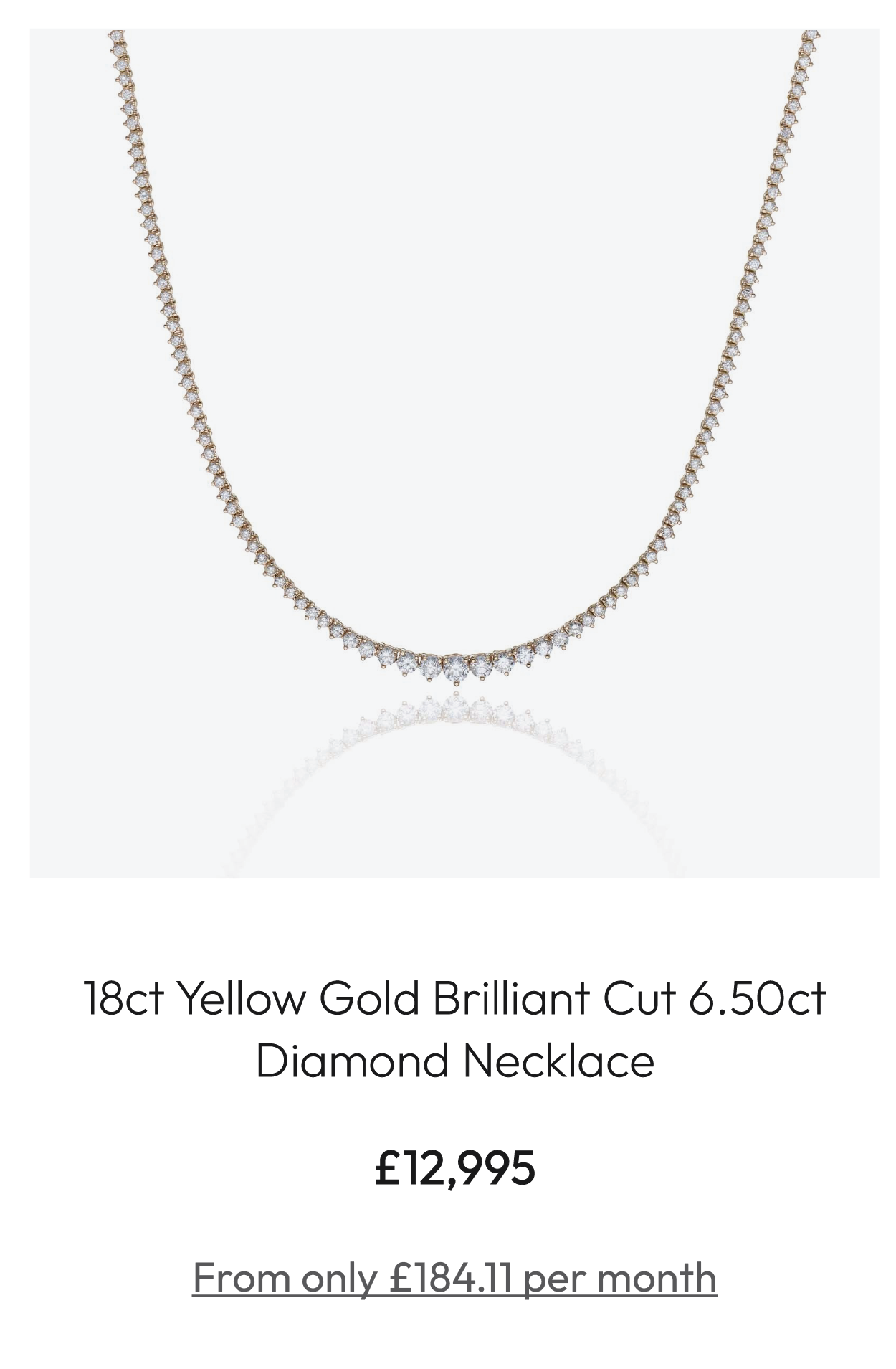 18ct Yellow Gold Brilliant Cut 6.50ct Diamond Necklace
