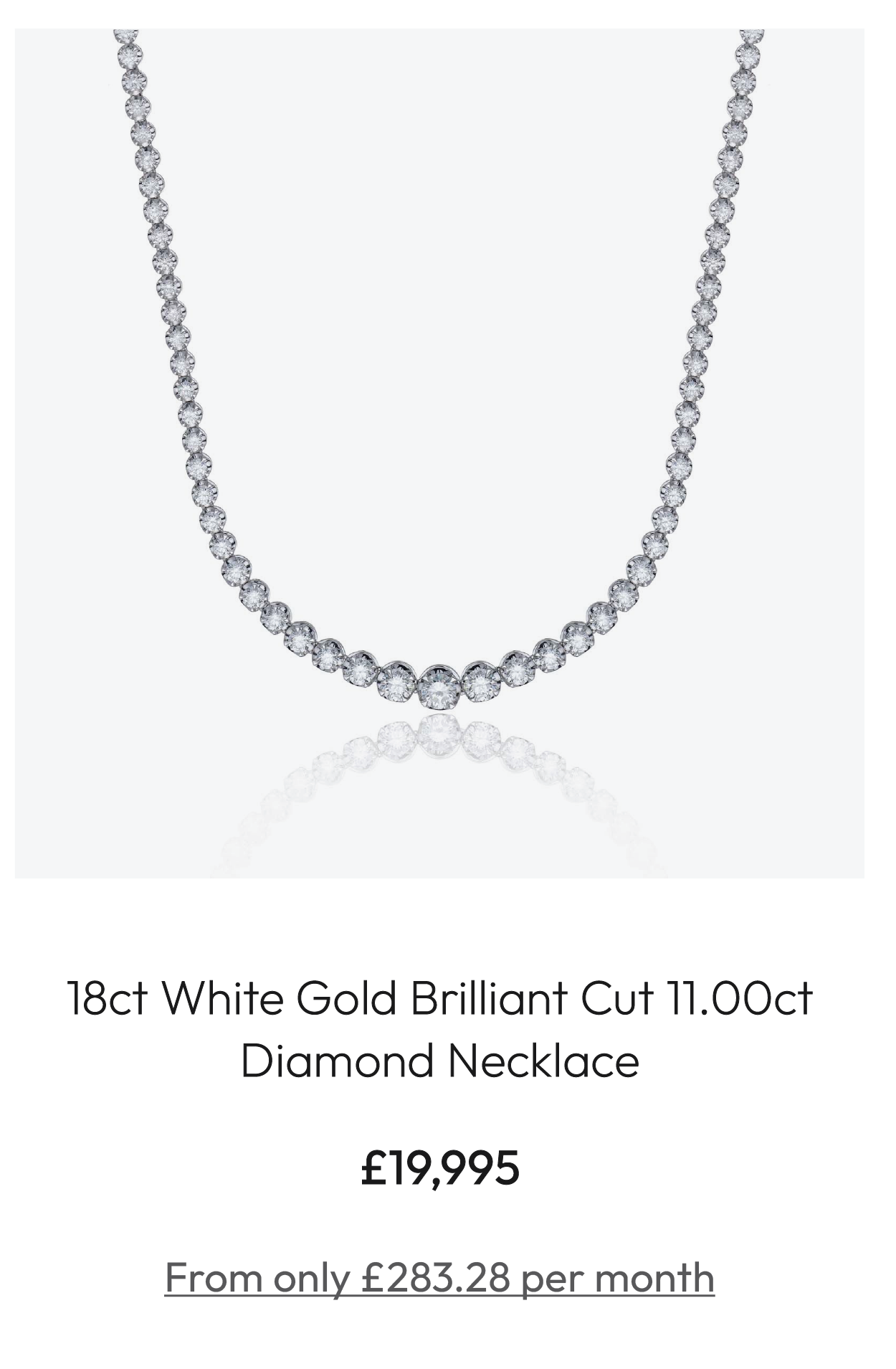 18ct White Gold Brilliant Cut 11.00ct Diamond Necklace