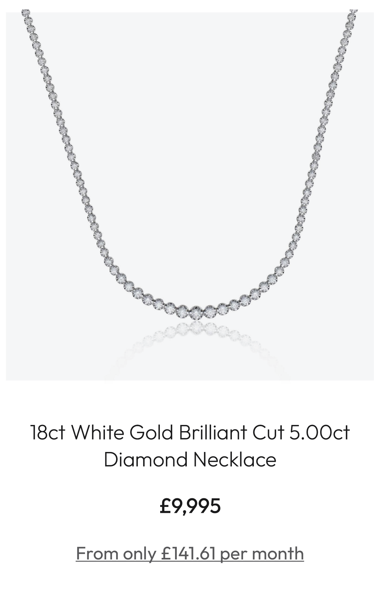 18ct White Gold Brilliant Cut 5.00ct Diamond Necklace