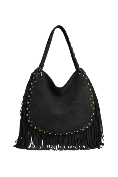 Willow Slouchy Black Faux Suede Studded Bag