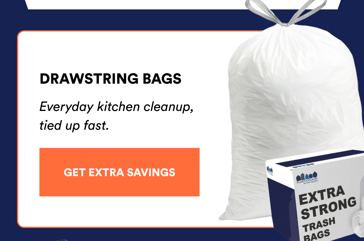 Drawstring bags for everyday kitchen cleanup, tied up fast.