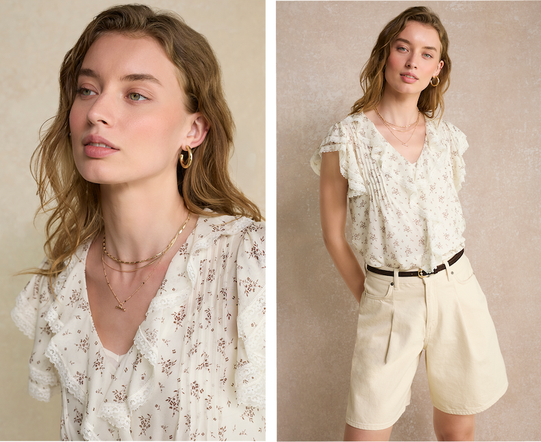 Laurent Flutter Silk Blouse