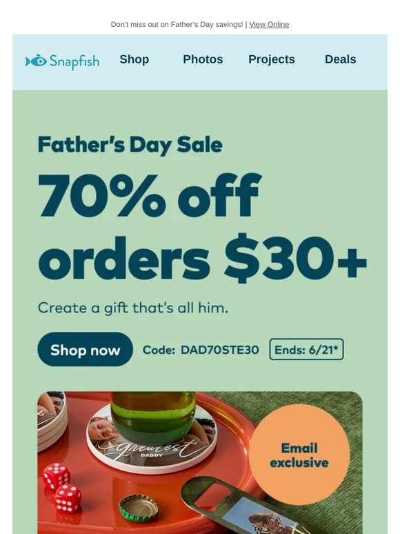 🎁 Email exclusive: 70% off dad’s gifts