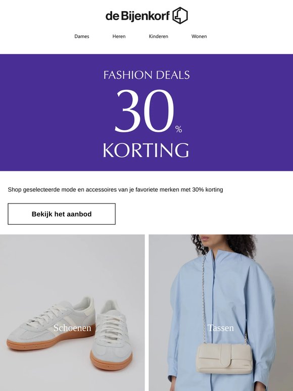 Fashion Deals | 30% korting op geselecteerde mode items en accessoires