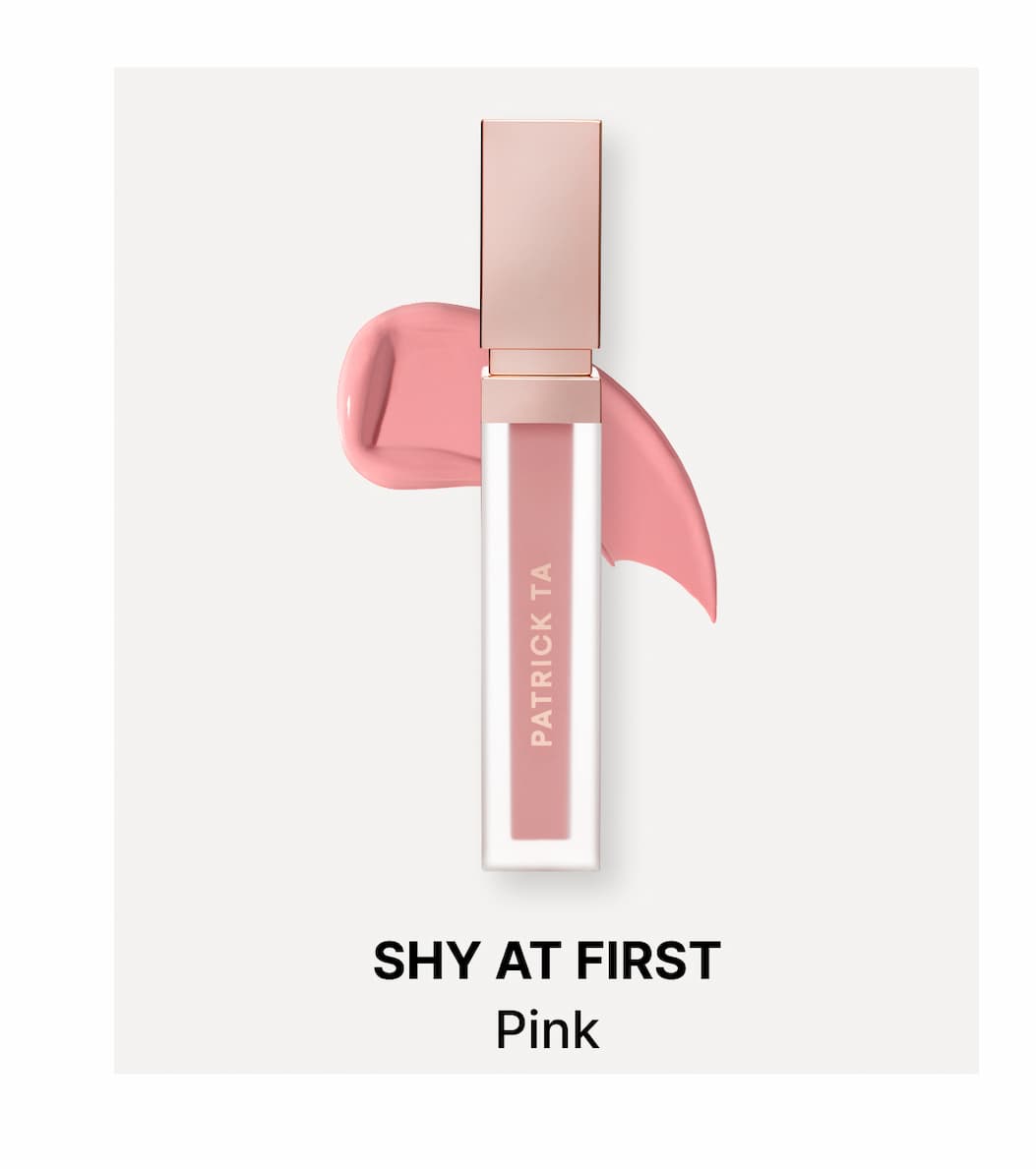 Patrick Ta liquid blush in Shy At First pink