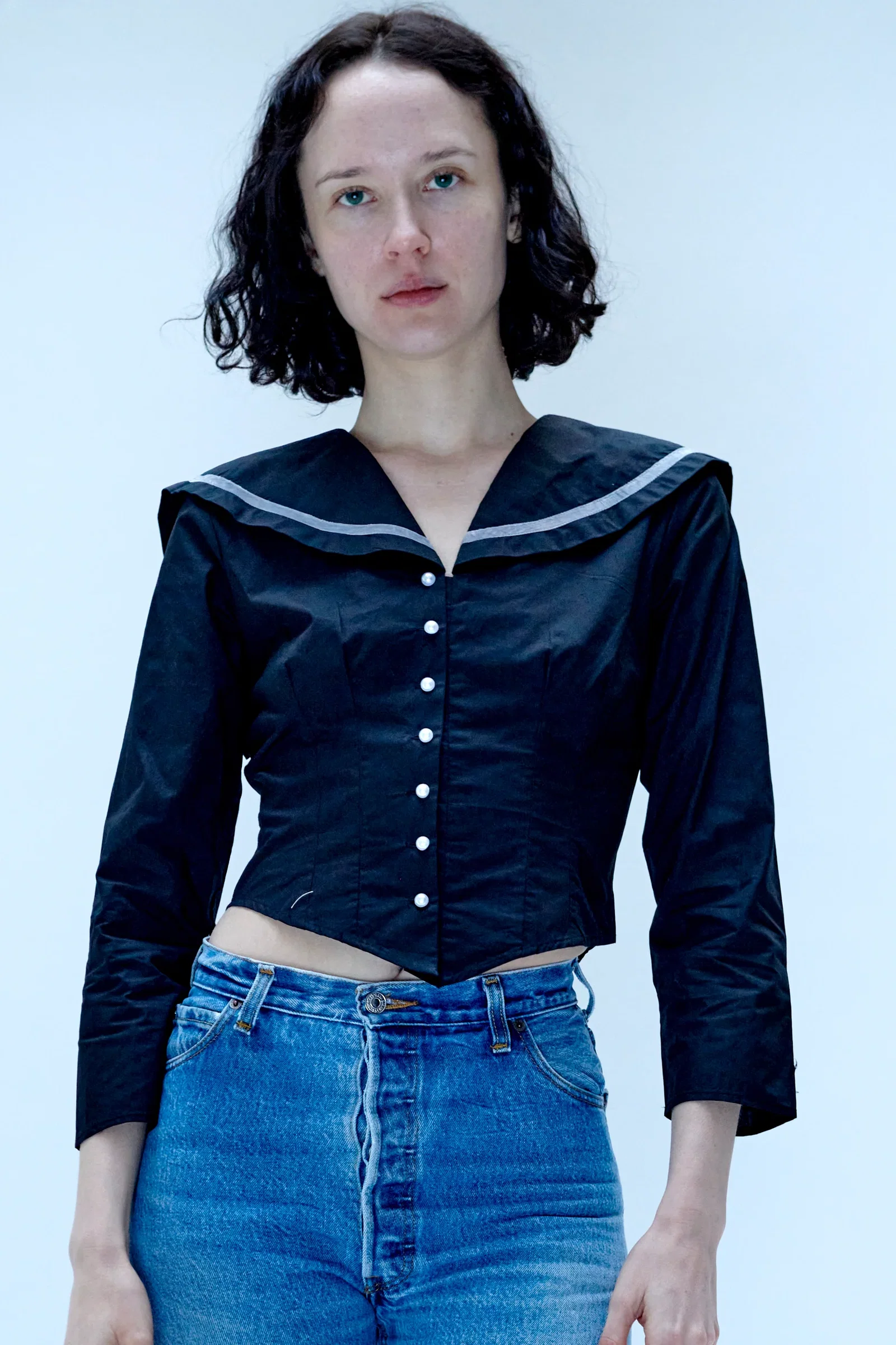 Image of Skipper Blouse in Black Poplin