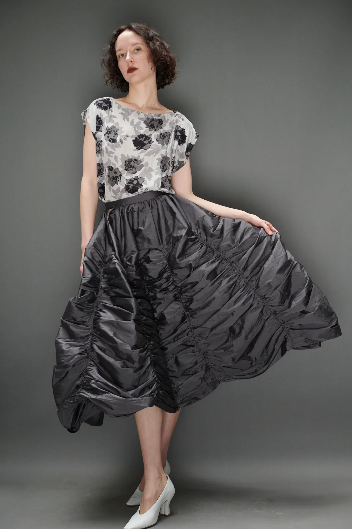 Image of Anja Skirt in Slate Taffeta