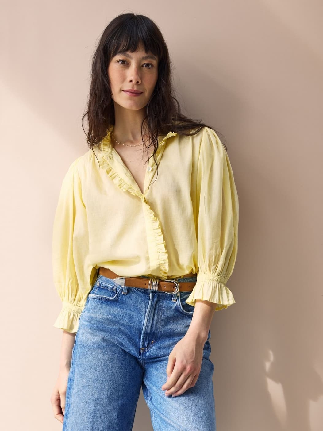 Frankie Voile Ruffle Blouse - Mellow Yellow BY IRIS  Regular price£125.00