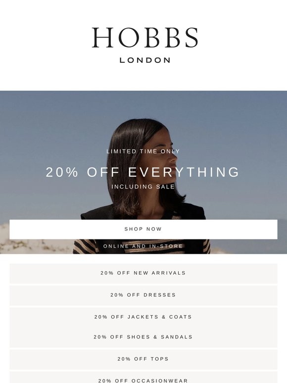 NOW ON: 20% OFF EVERYTHING