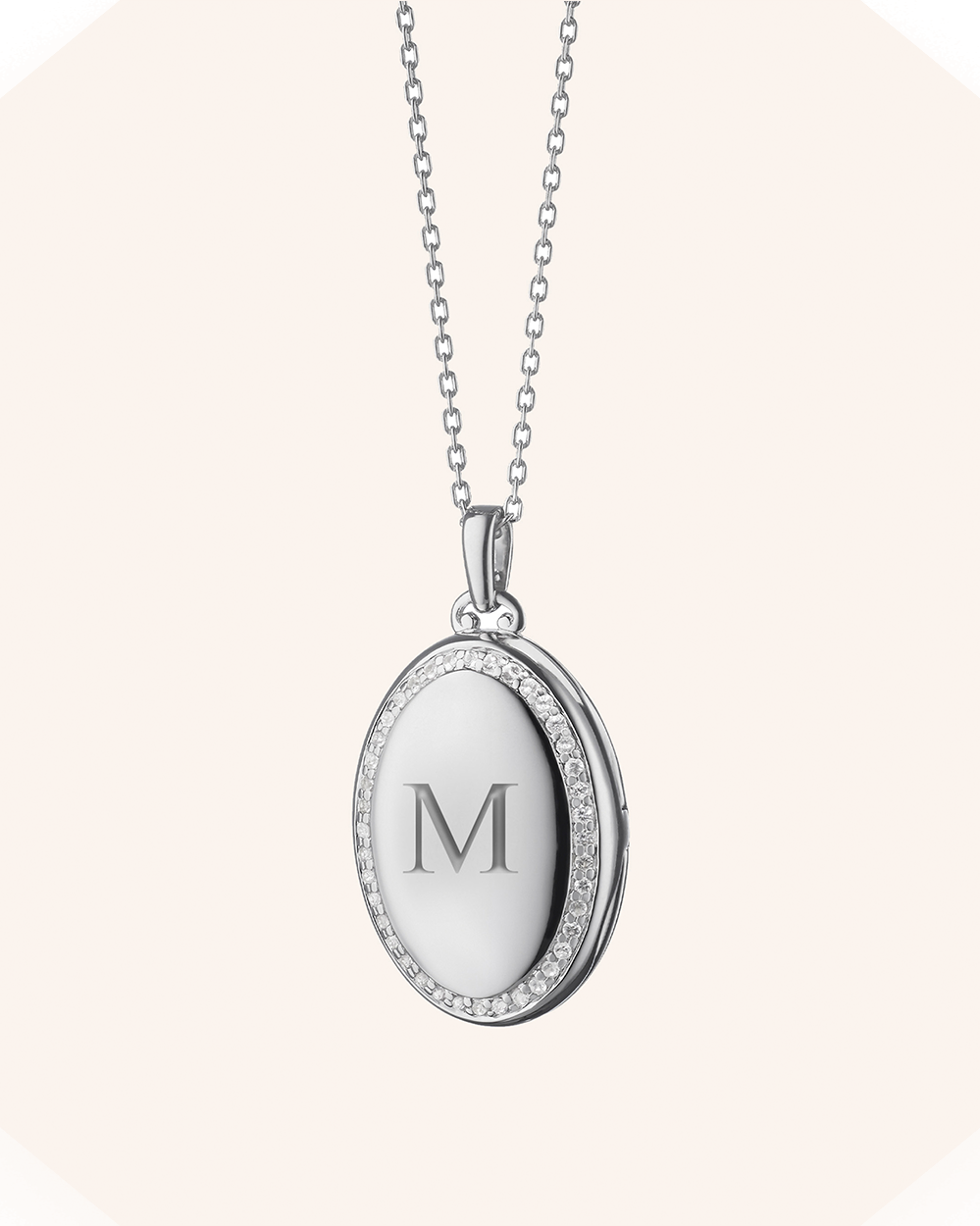 The Four Image "Midi" Sapphire Engraved Locket Necklace